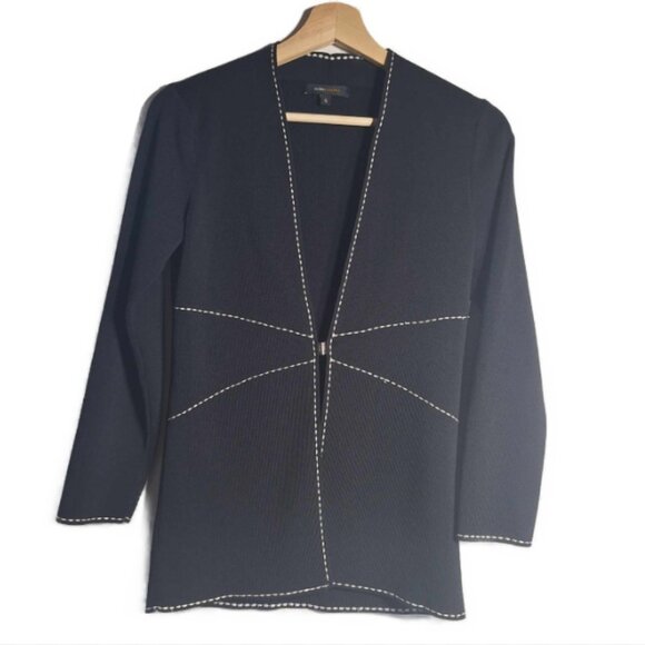 BCBGMAXAZRIA Embroidered Cardigan in Black and White Size Small - Picture 1 of 8